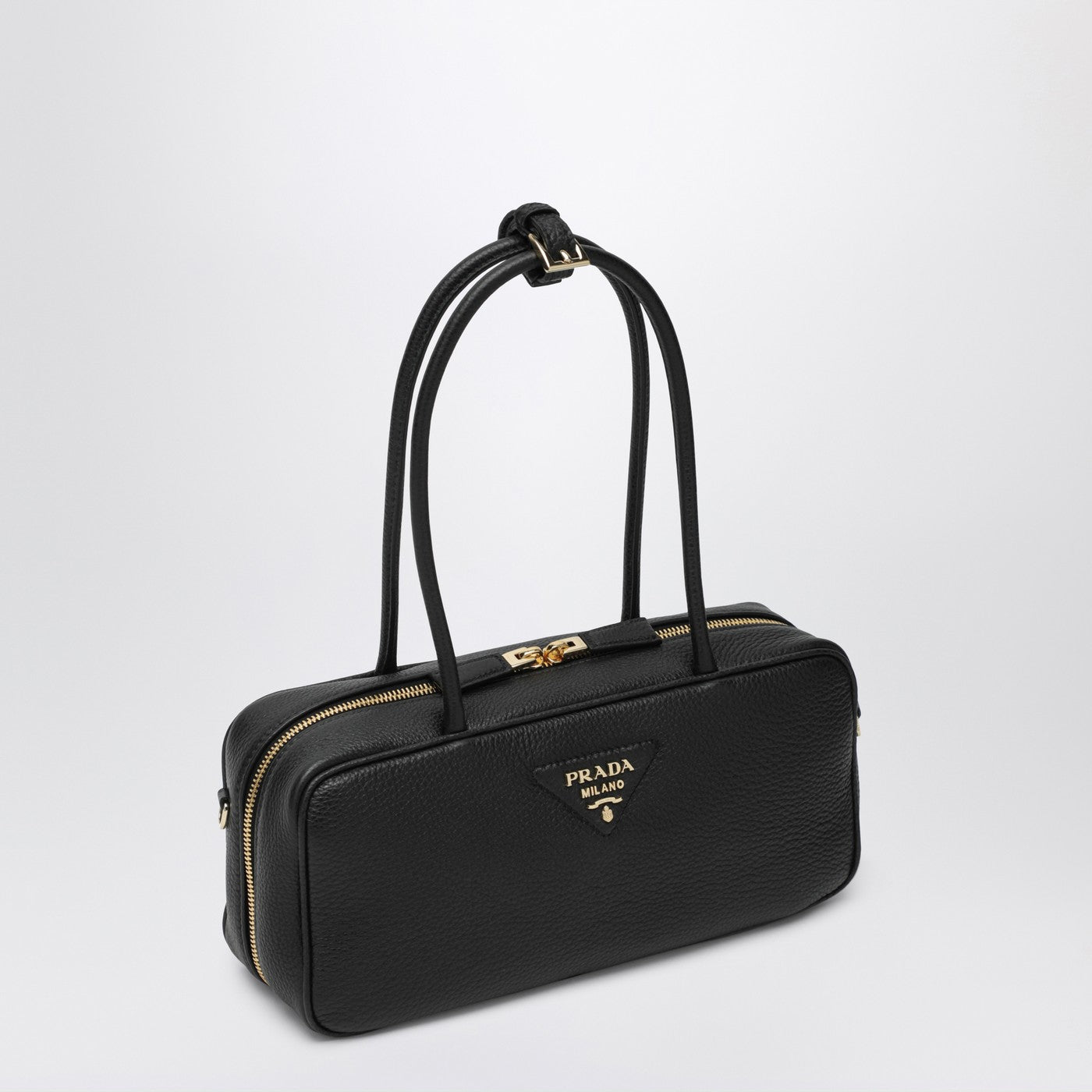 Prada Medium black leather bowling bag | TheDoubleF
