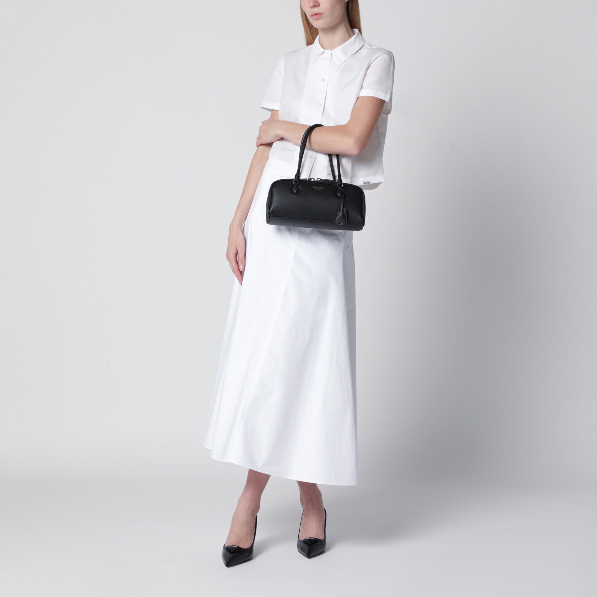 Borsa a spalla in pelle nera