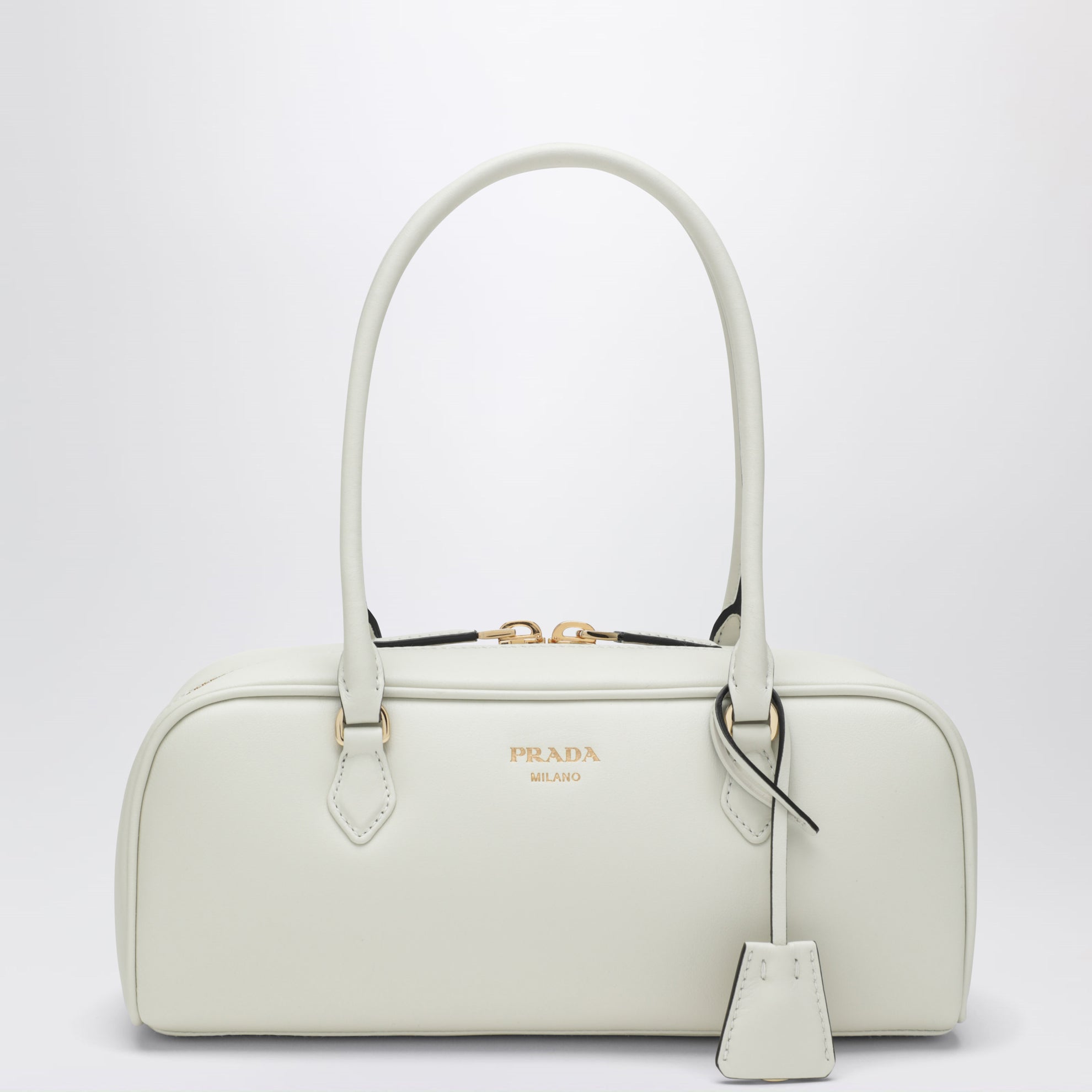 Shoulder bag in white leather