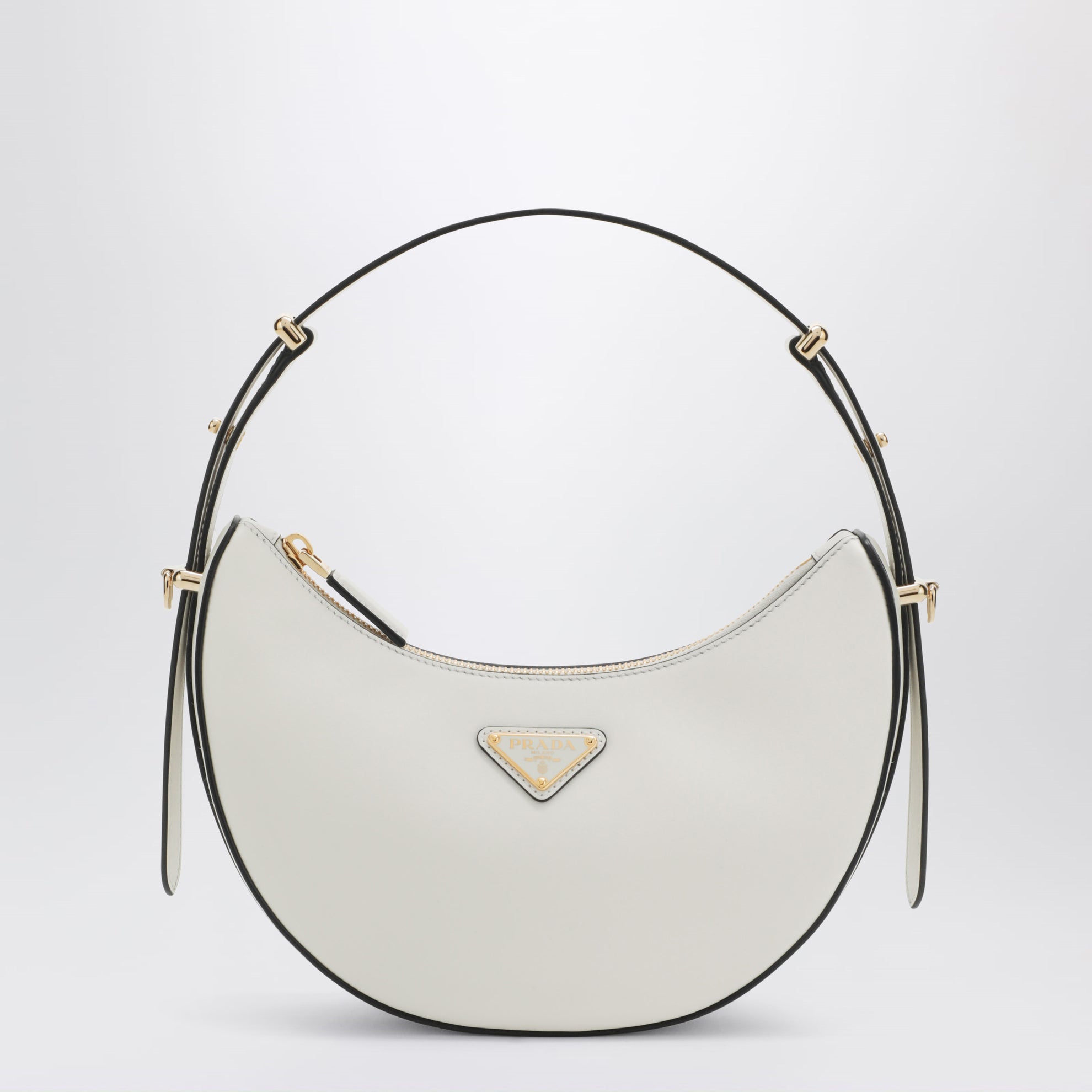 Sac porté épaule Prada Arqué small en cuir blanc