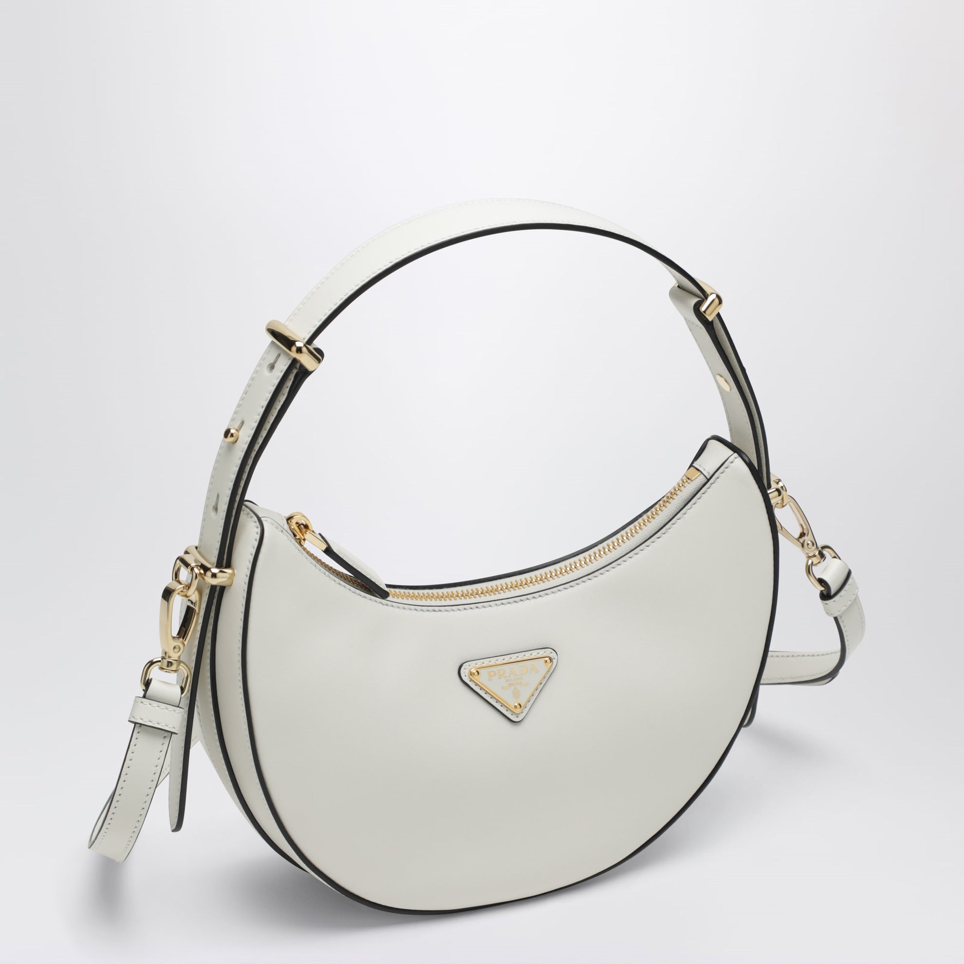 Sac porté épaule Prada Arqué small en cuir blanc