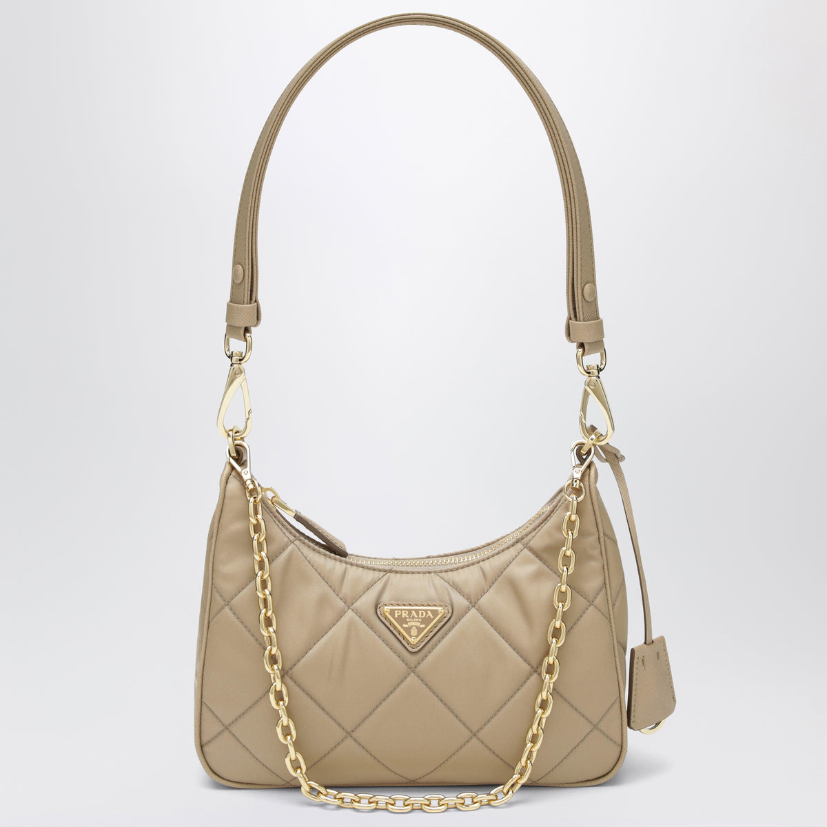 Mini sac Re-Edition couleur Camel en Re-Nylon matelassé