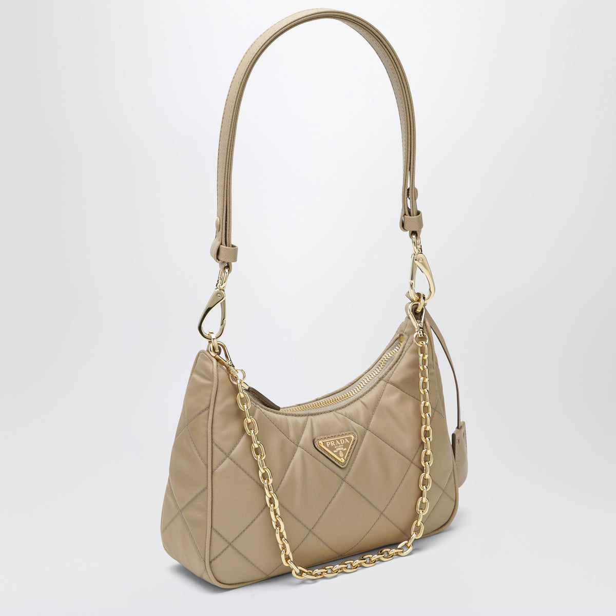 Mini sac Re-Edition couleur Camel en Re-Nylon matelassé