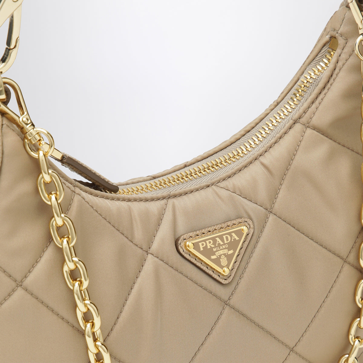 Mini sac Re-Edition couleur Camel en Re-Nylon matelassé
