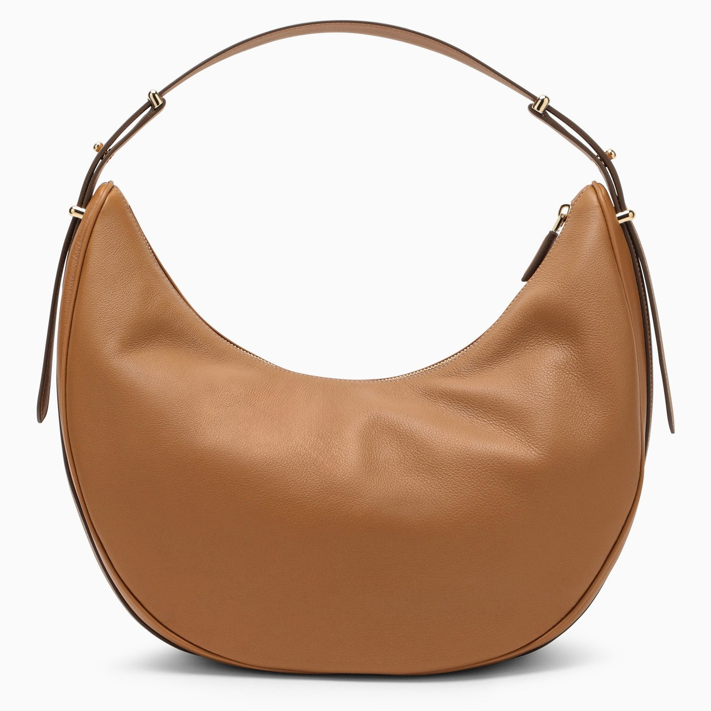 Sac porté épaule Prada Arqué couleur caramel large en cuir