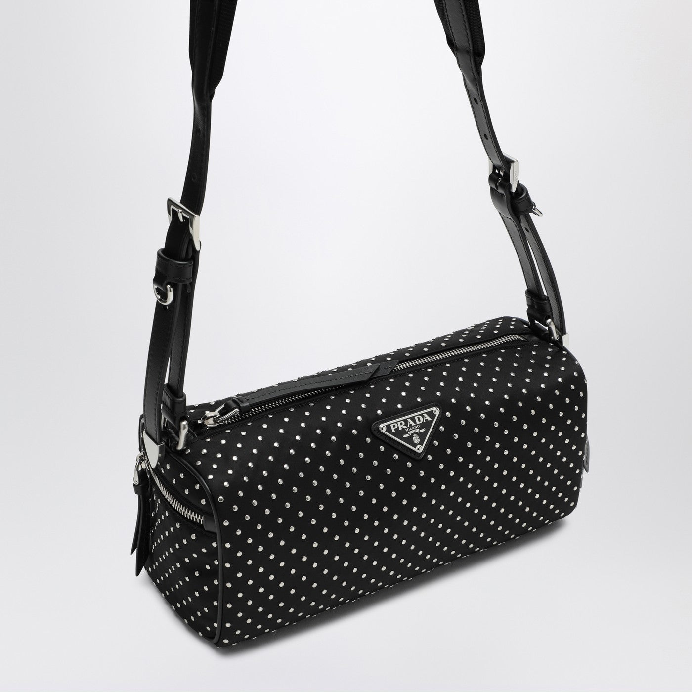 Sac à dos en Re-Nylon noir avec des clous