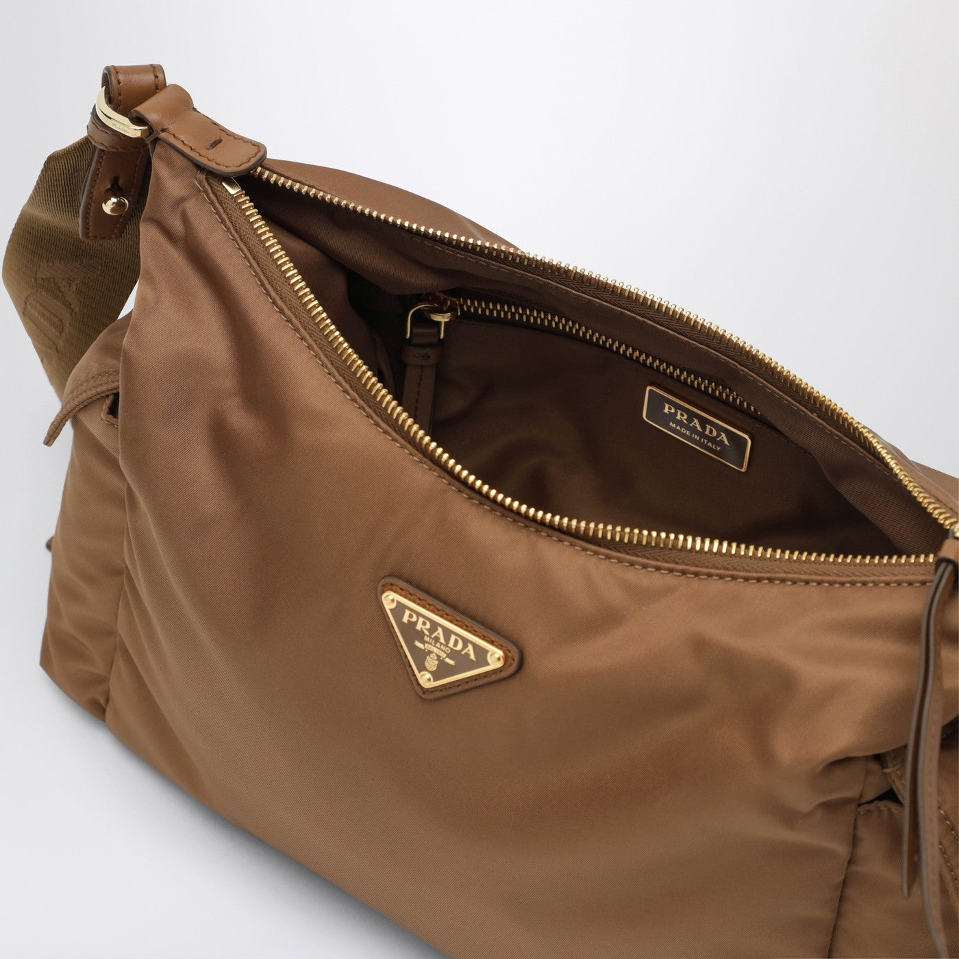 Prada Explore large Brandy bag in Re-Nylon and leather