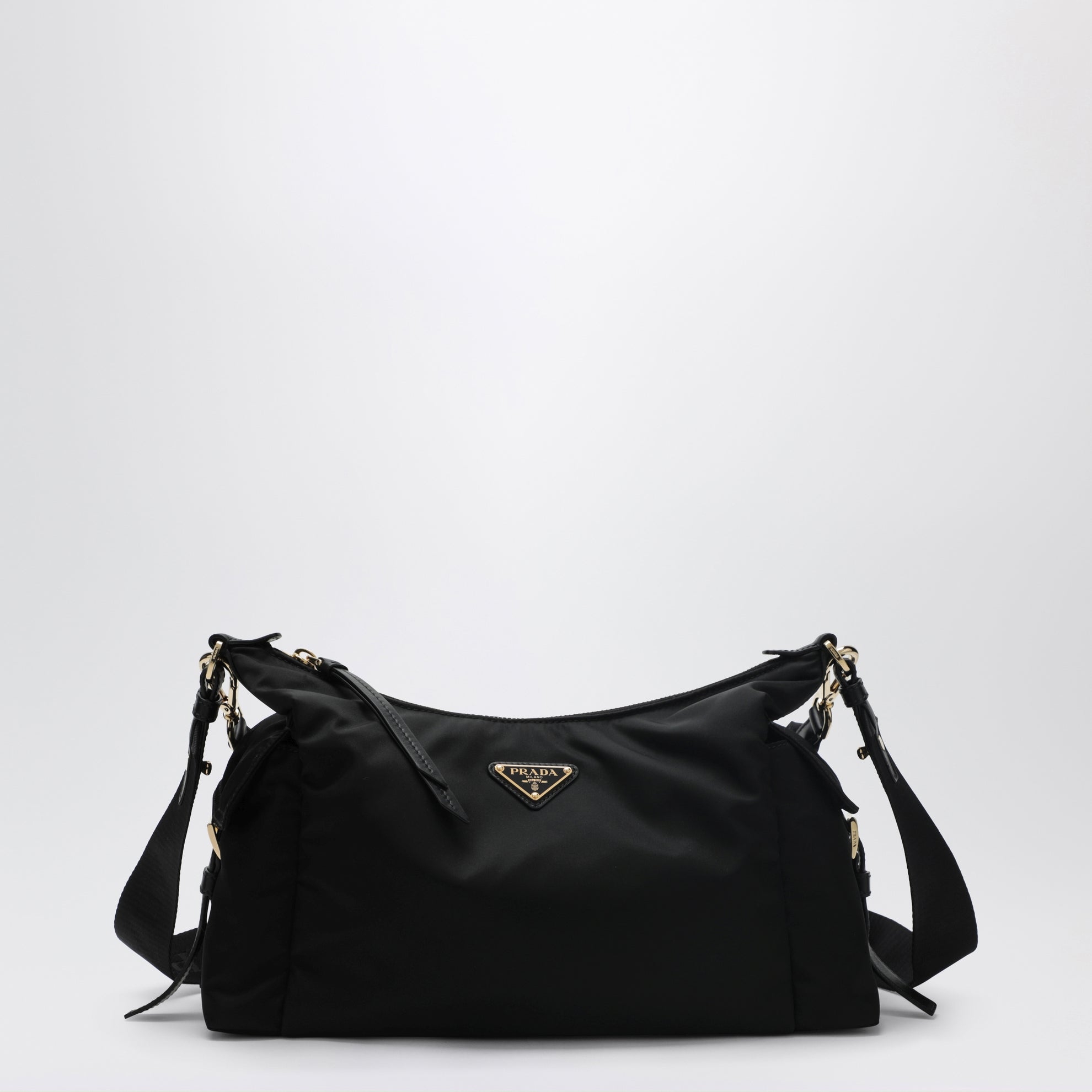 Prada Explore large bag in black Re-Nylon and leather