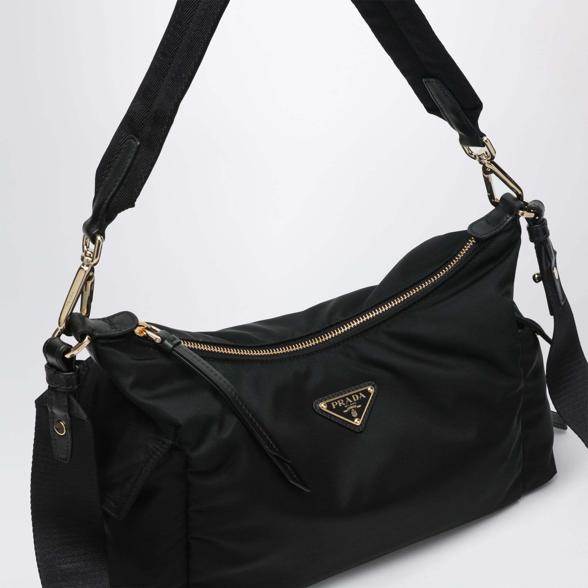 Prada Explore large bag in black Re-Nylon and leather