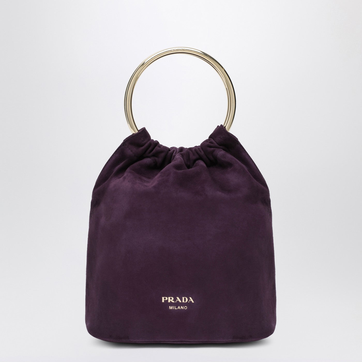 Mini Beuteltasche aus pflaumenfarbenem Wildleder