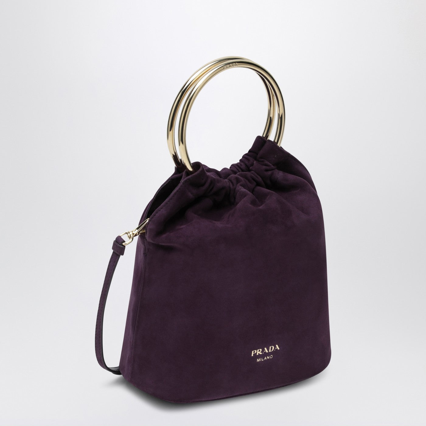 Mini Beuteltasche aus pflaumenfarbenem Wildleder