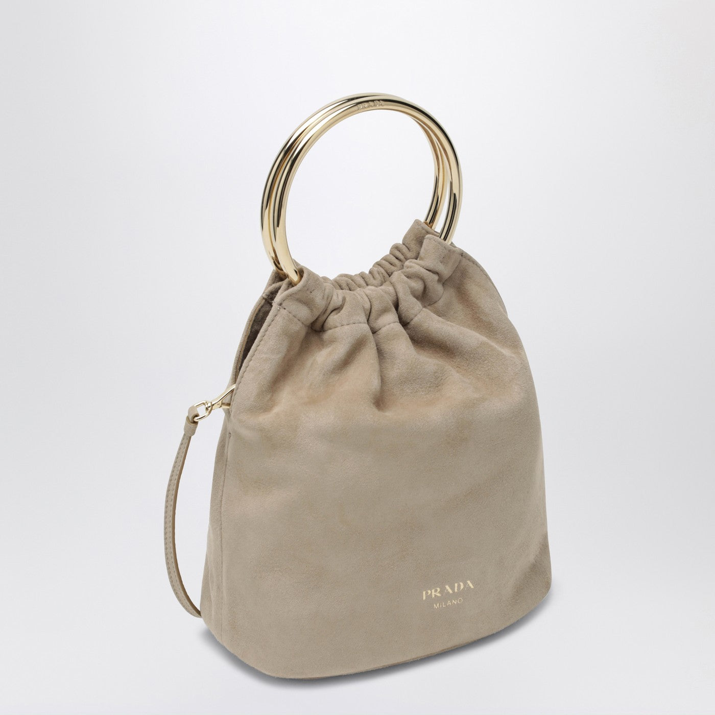 Mini bucket bag in desert suede