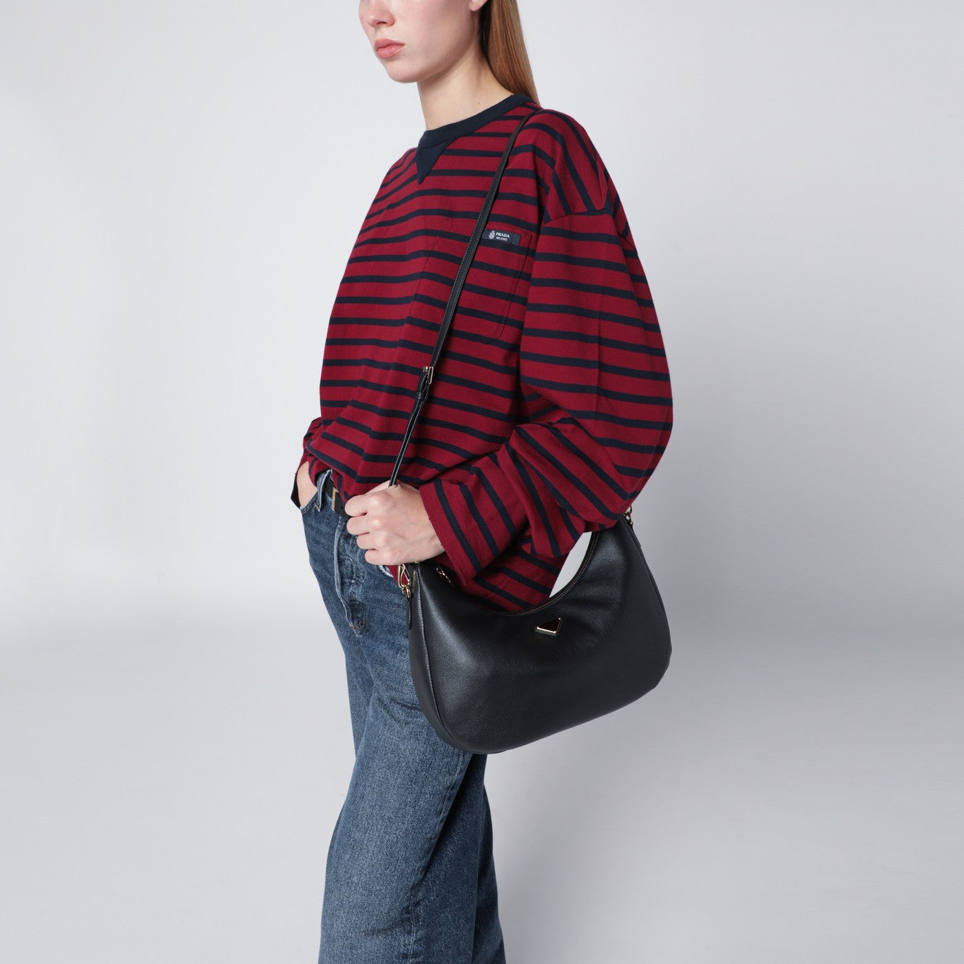 Black leather shoulder bag