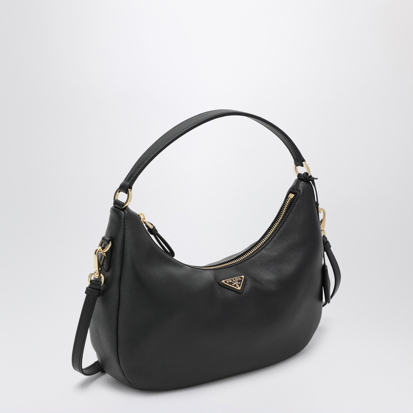 Black leather shoulder bag