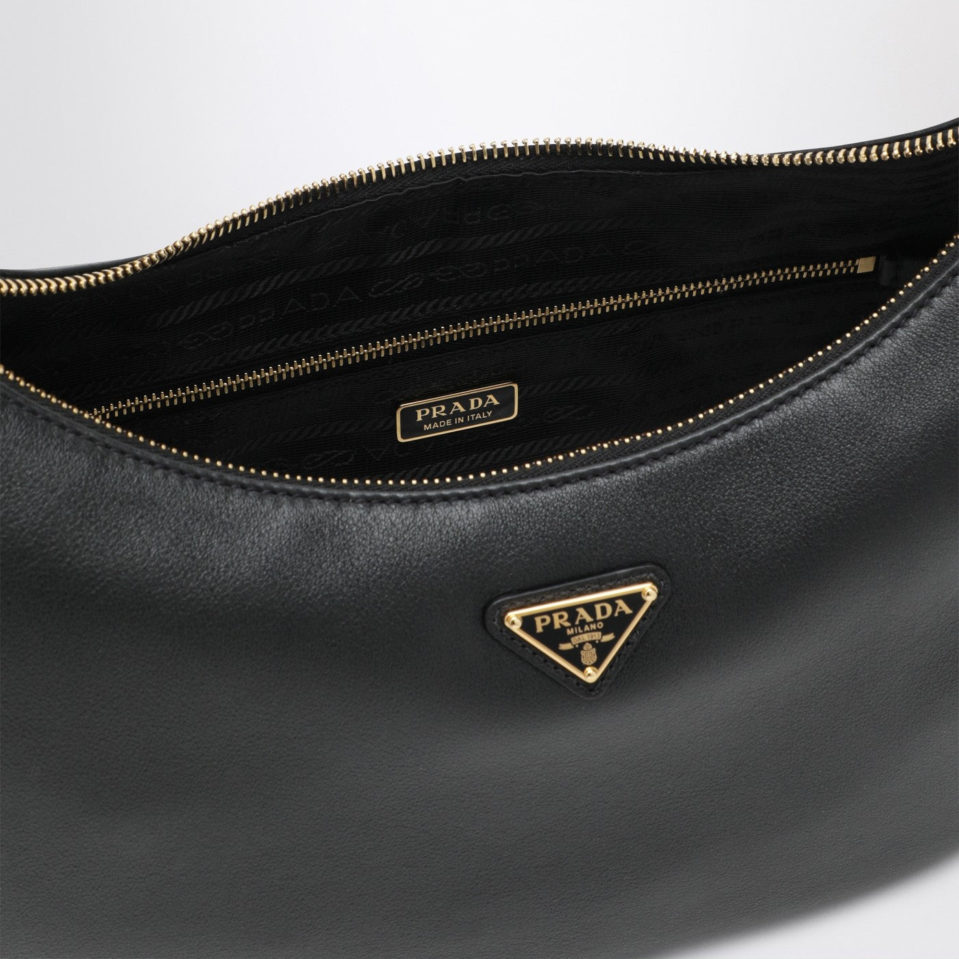 Black leather shoulder bag