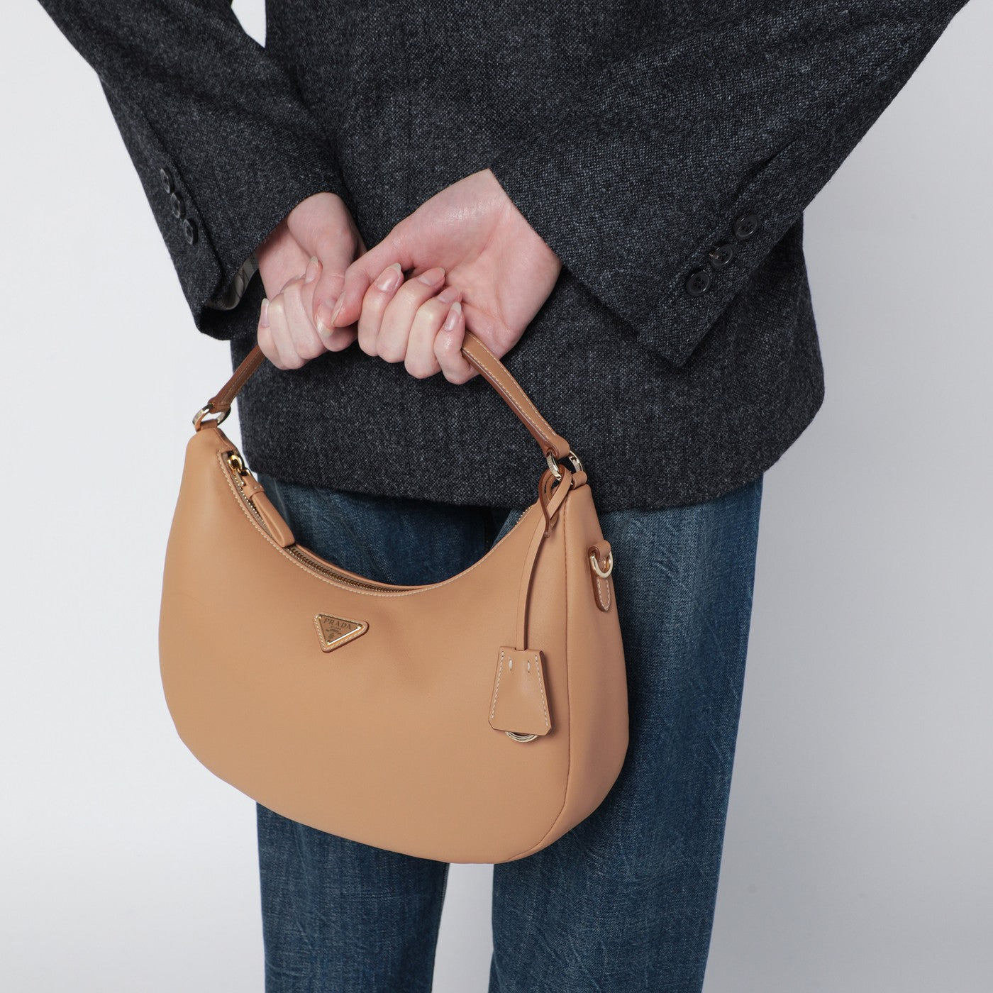 Light brown leather shoulder bag