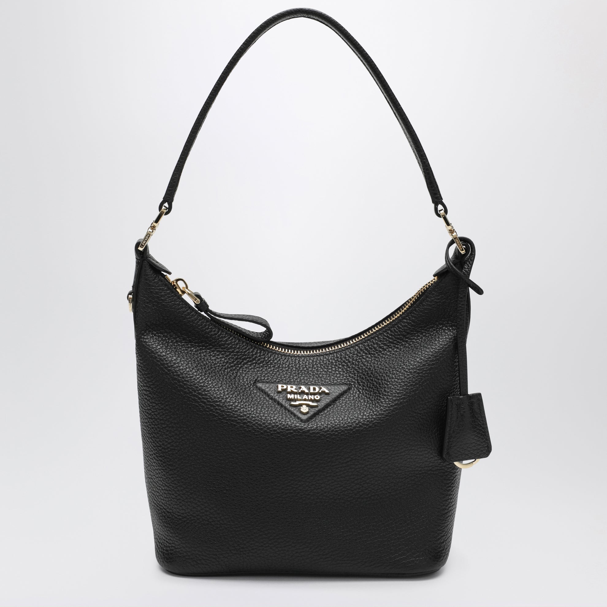 Small black leather hobo bag