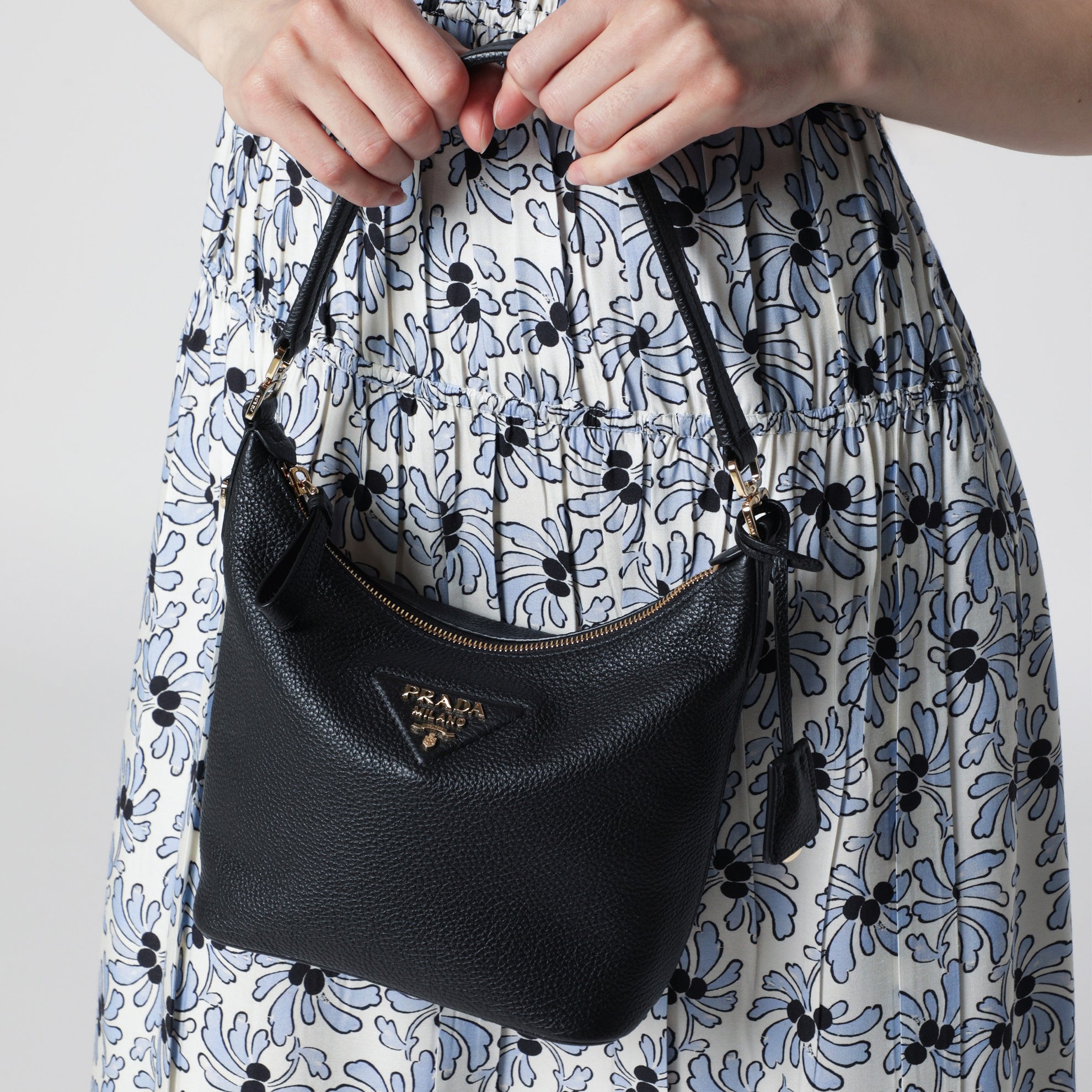 Small black leather hobo bag