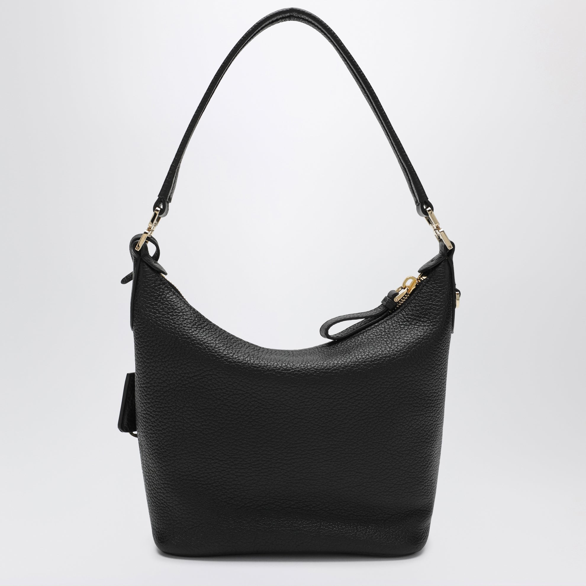 Small black leather hobo bag