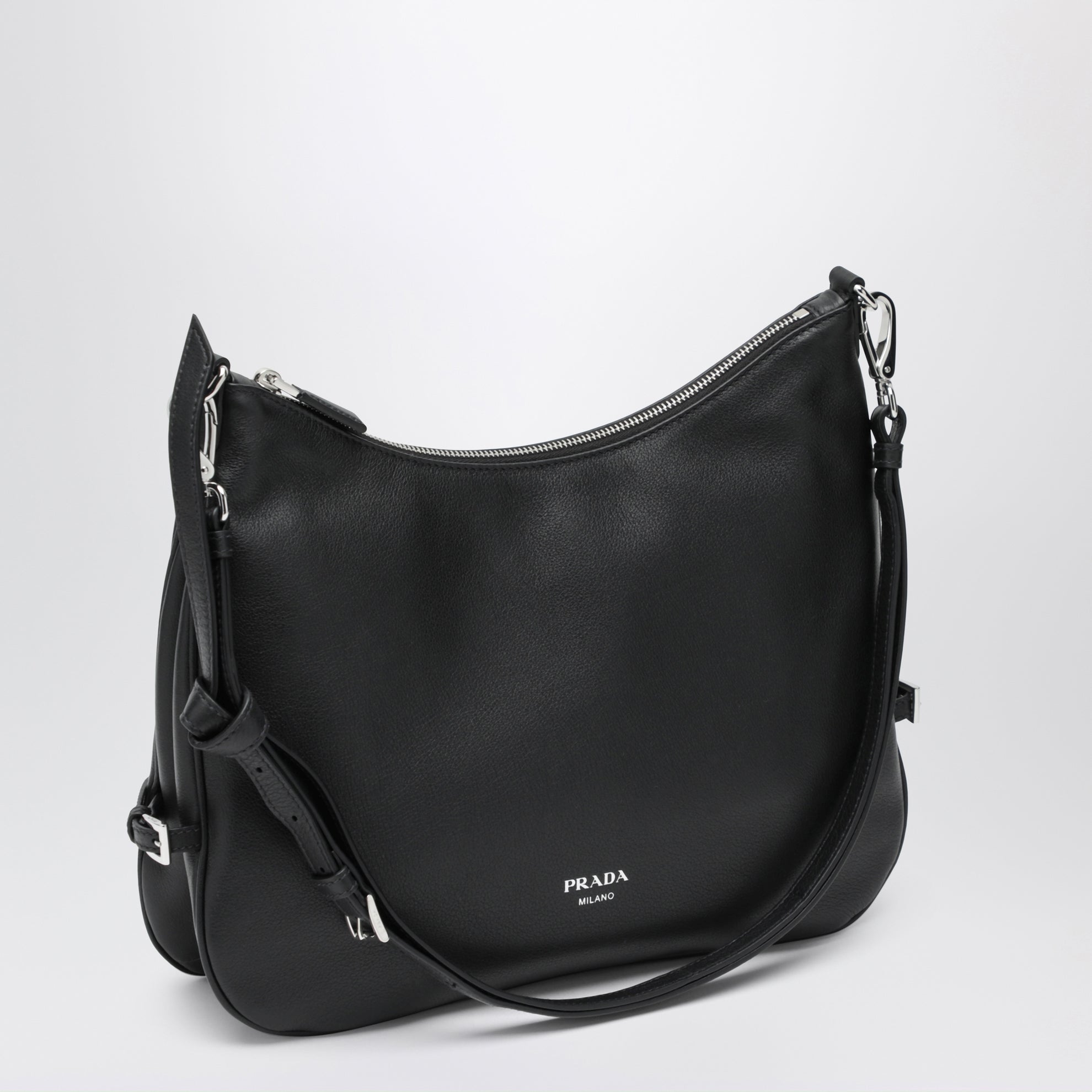 Prada Fold large black leather bag