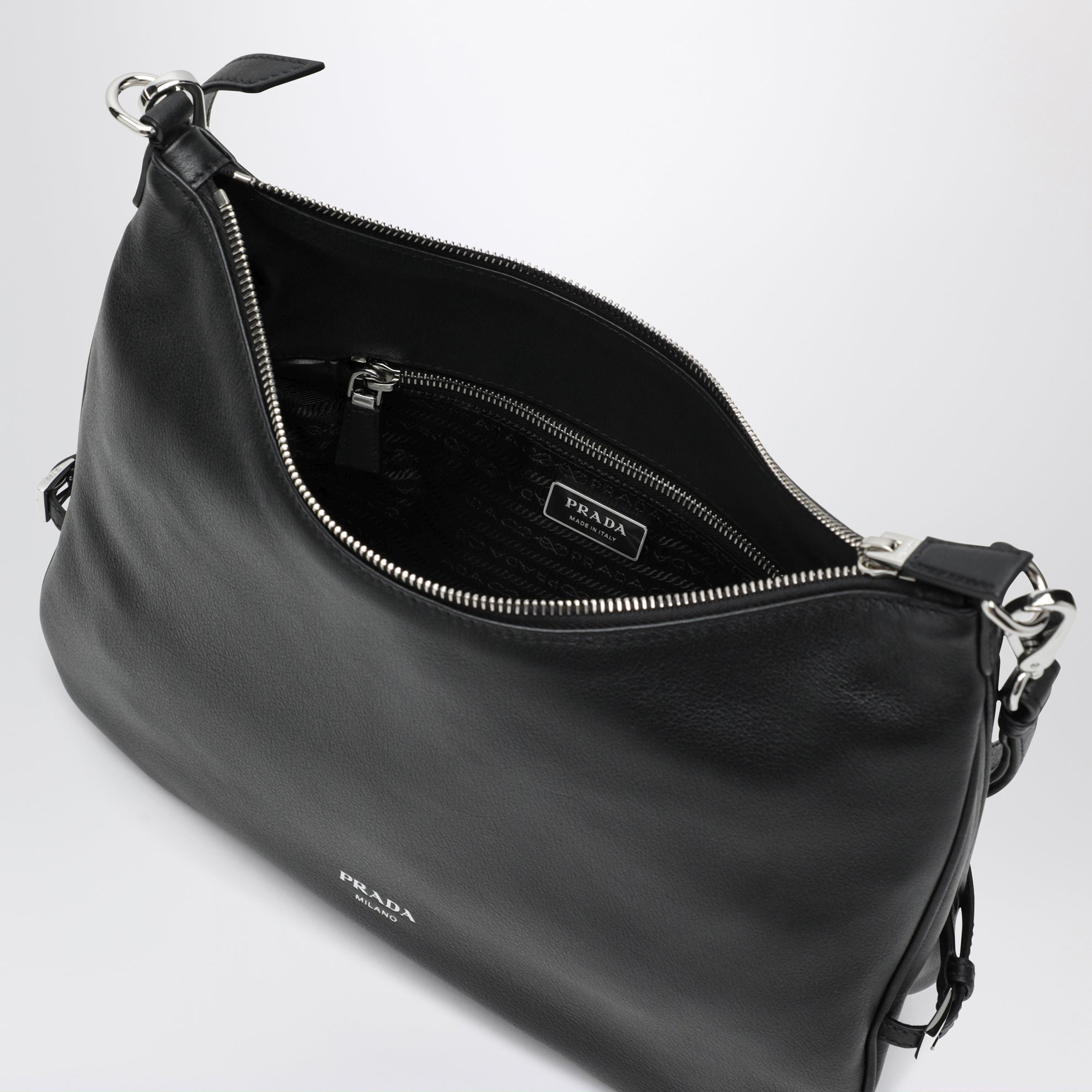 Prada Fold large black leather bag