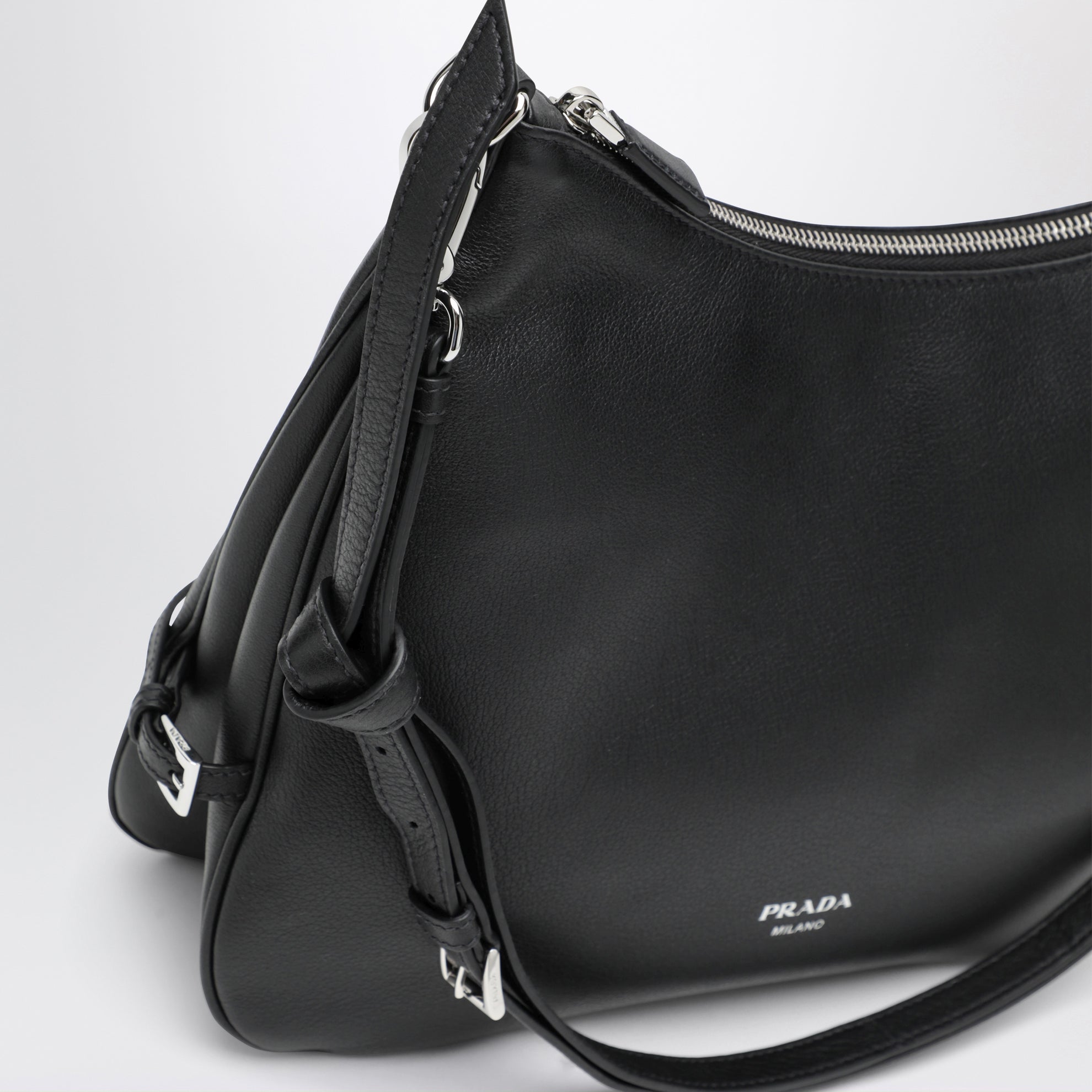 Prada Fold large black leather bag