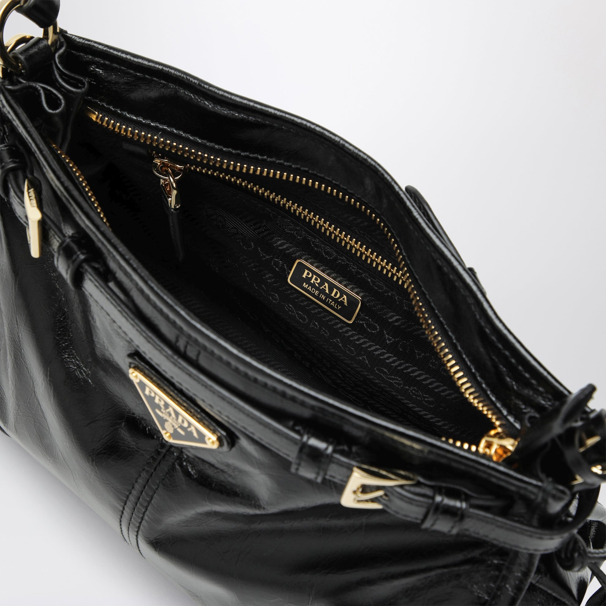 Small Bonnie top-handle bag in black calf leather