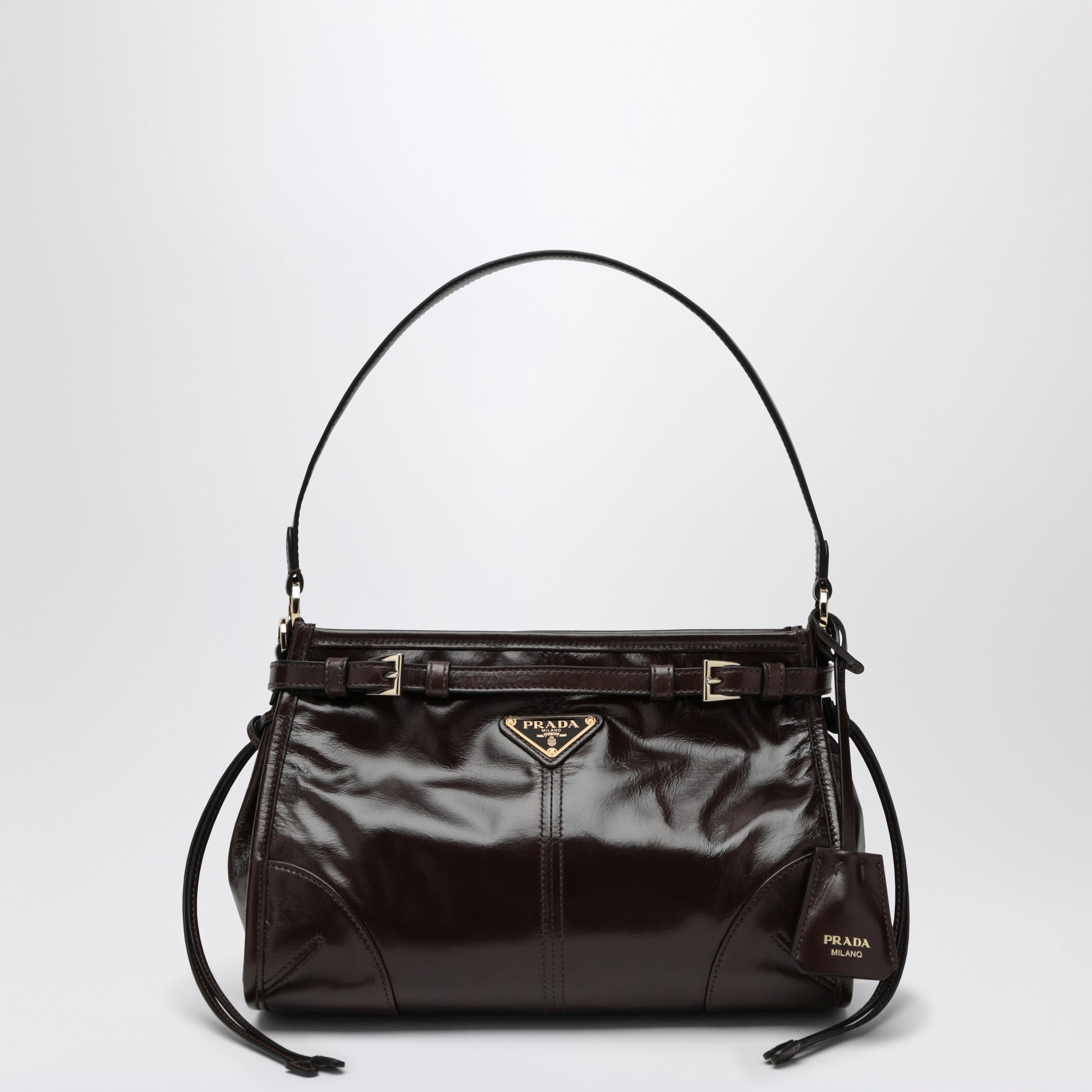Bonnie Small hobo handbag in calf leather, dark brown