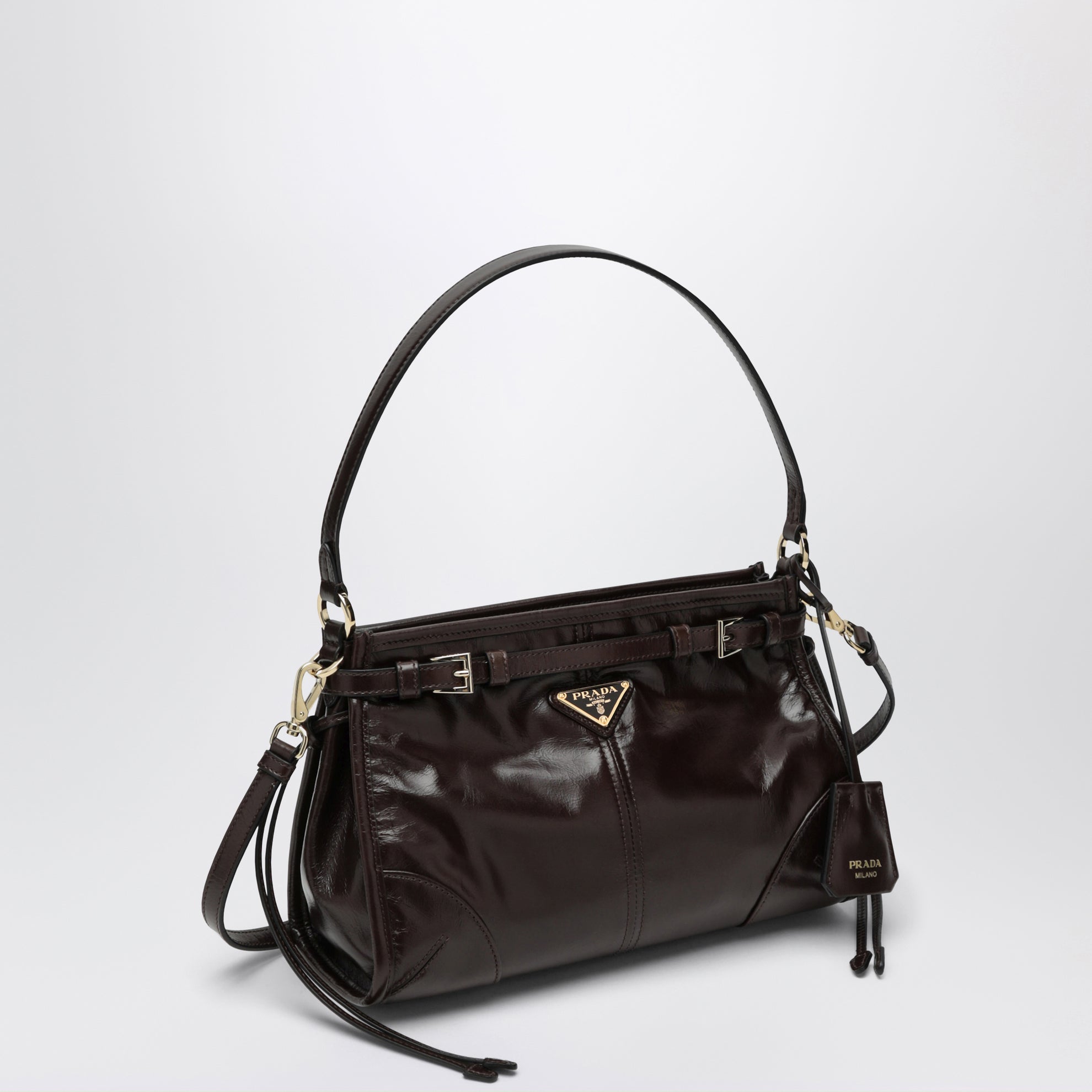 Bonnie Small hobo handbag in calf leather, dark brown