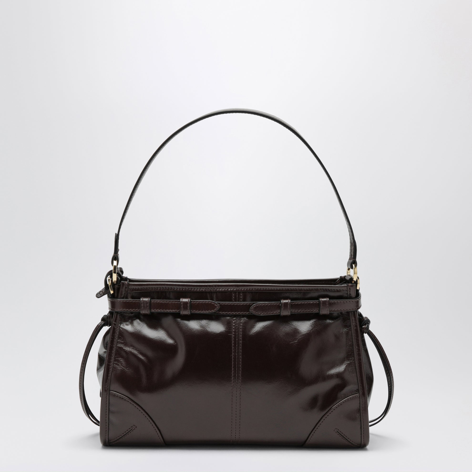 Bonnie Small hobo handbag in calf leather, dark brown