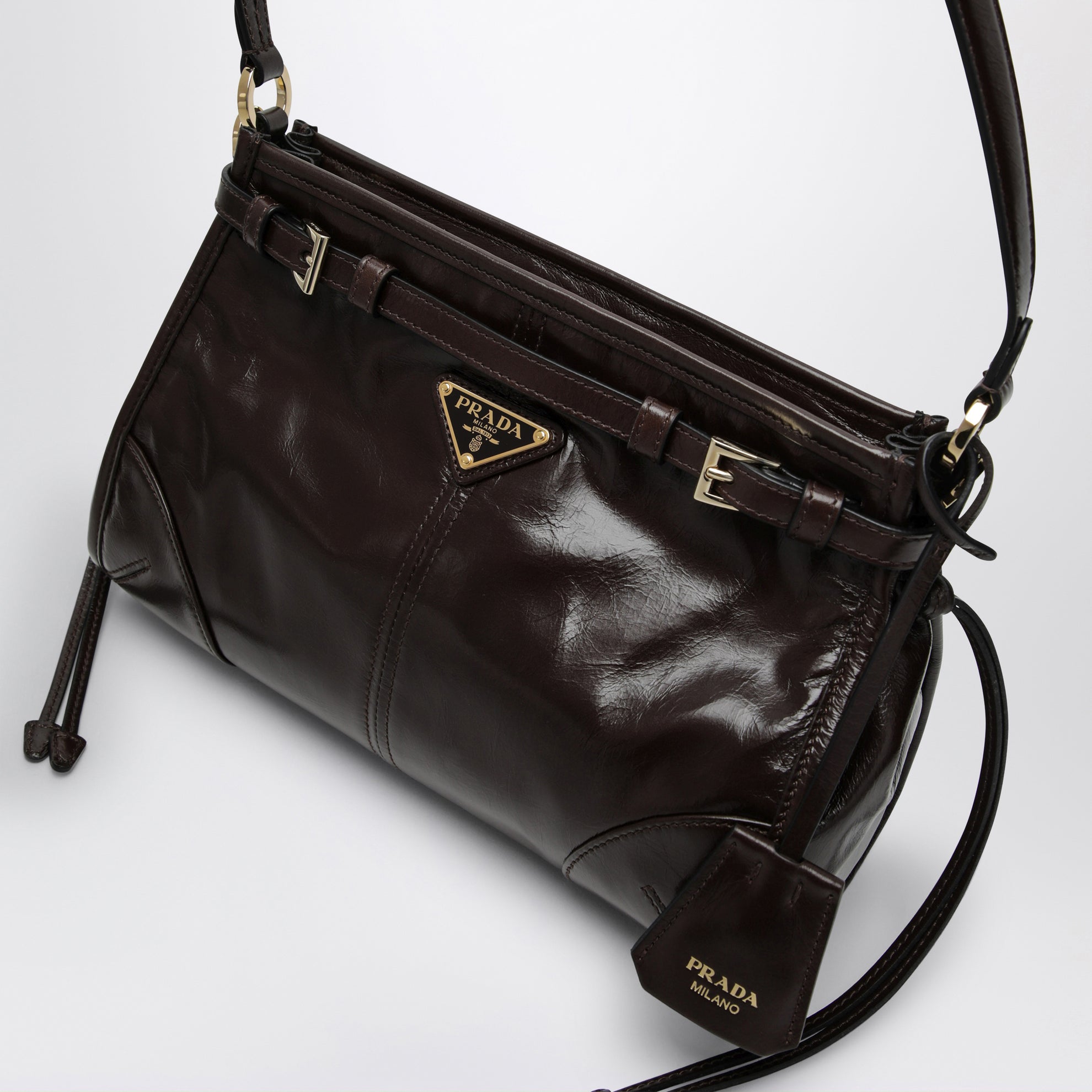 Bonnie Small hobo handbag in calf leather, dark brown