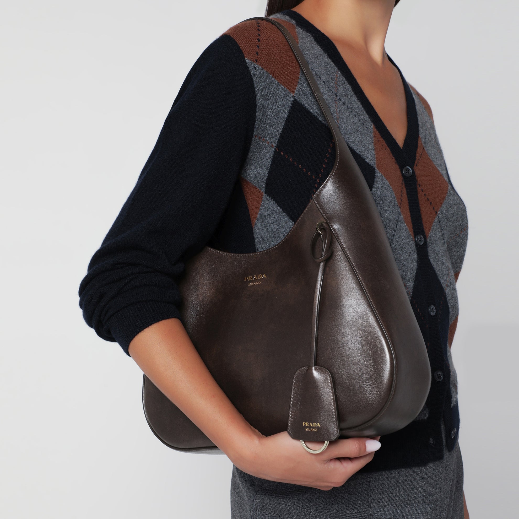 Boogie Medium Brown Leather Hobo Bag