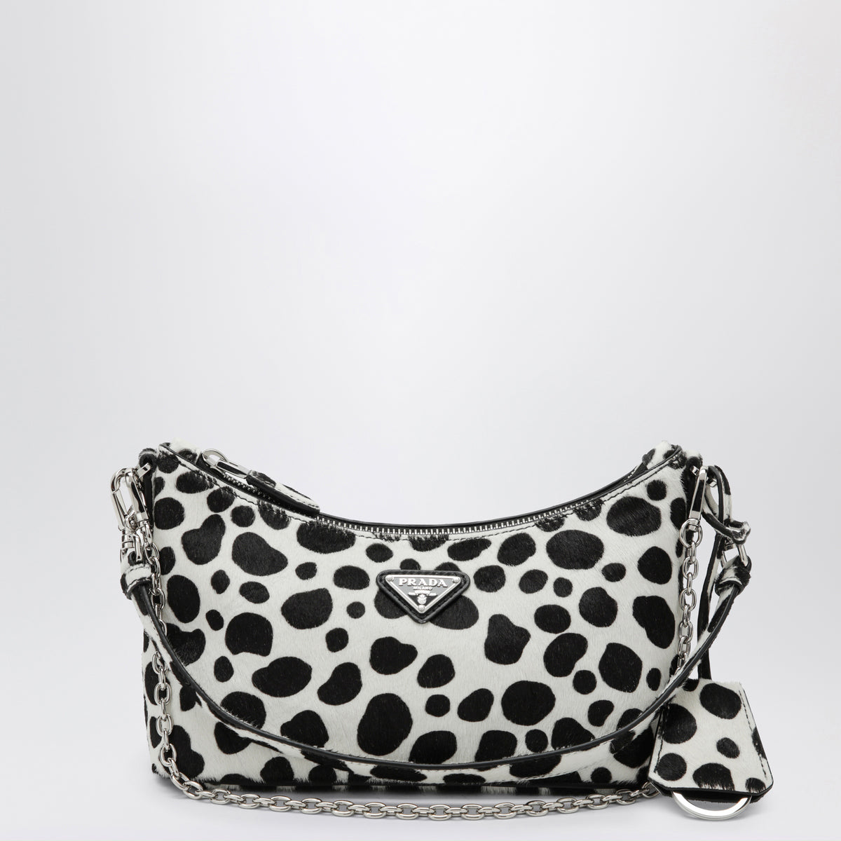 Mini borsa bianca e nera in cavallino stampato