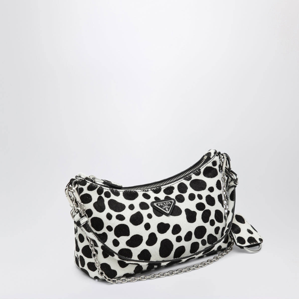 Mini borsa bianca e nera in cavallino stampato