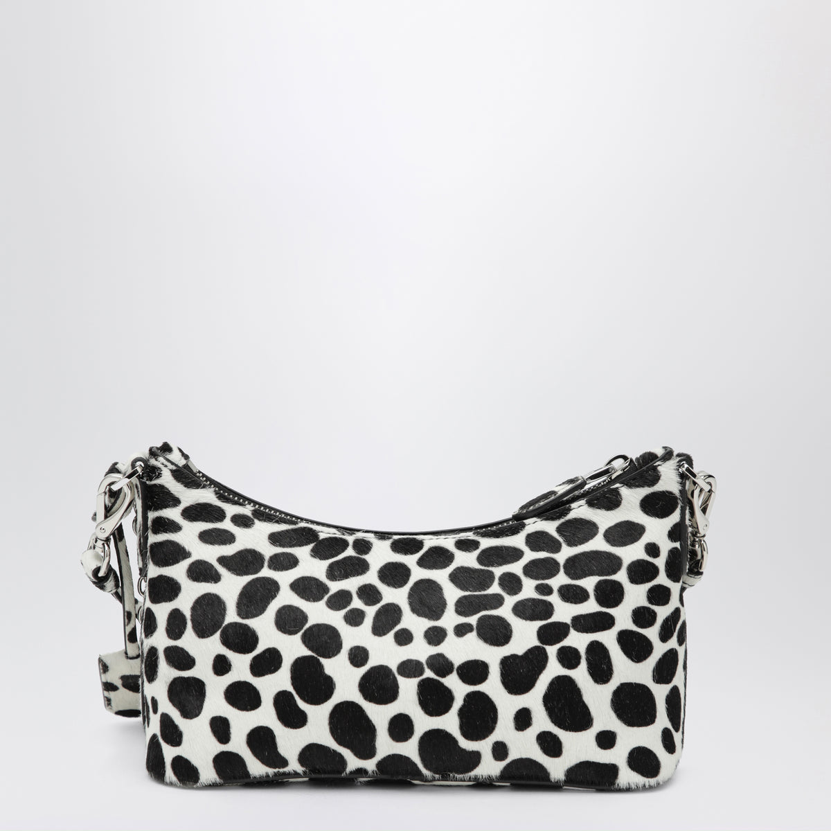 Mini borsa bianca e nera in cavallino stampato