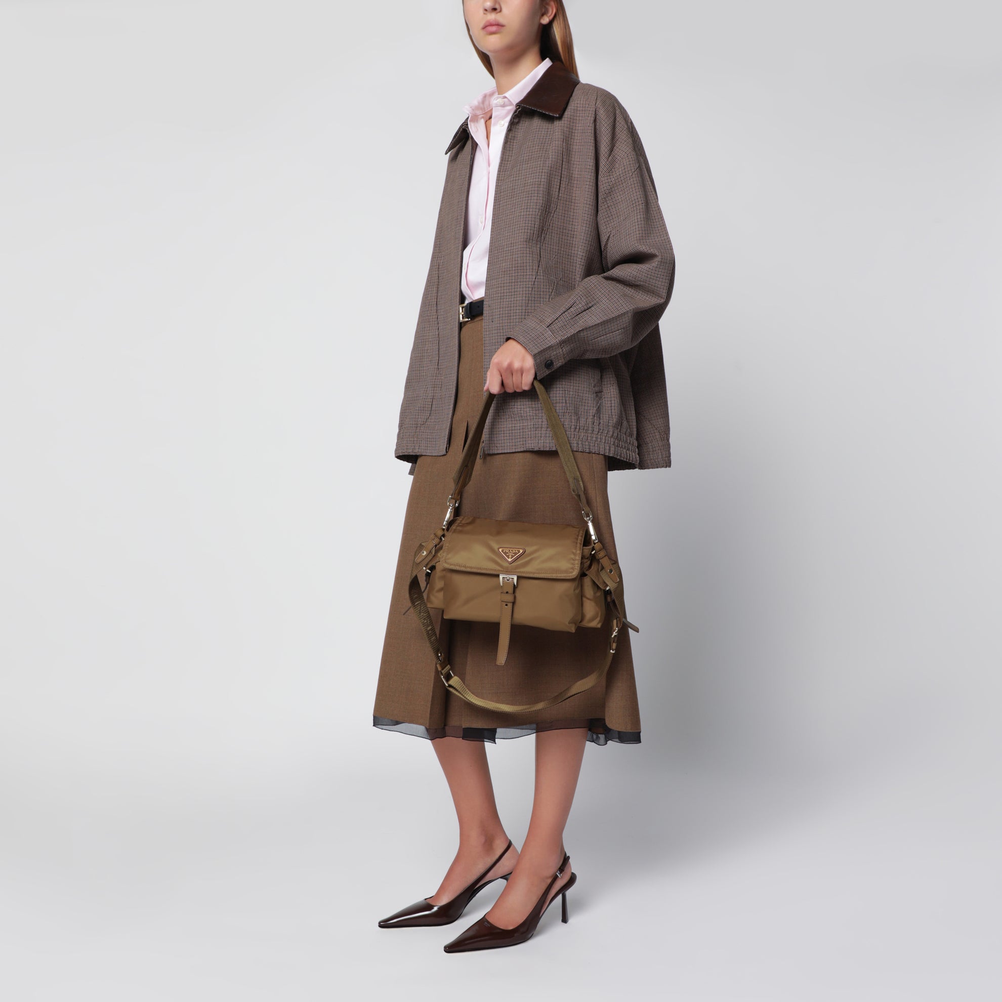 Prada Explore Medium Bag in Brandy Re-Nylon