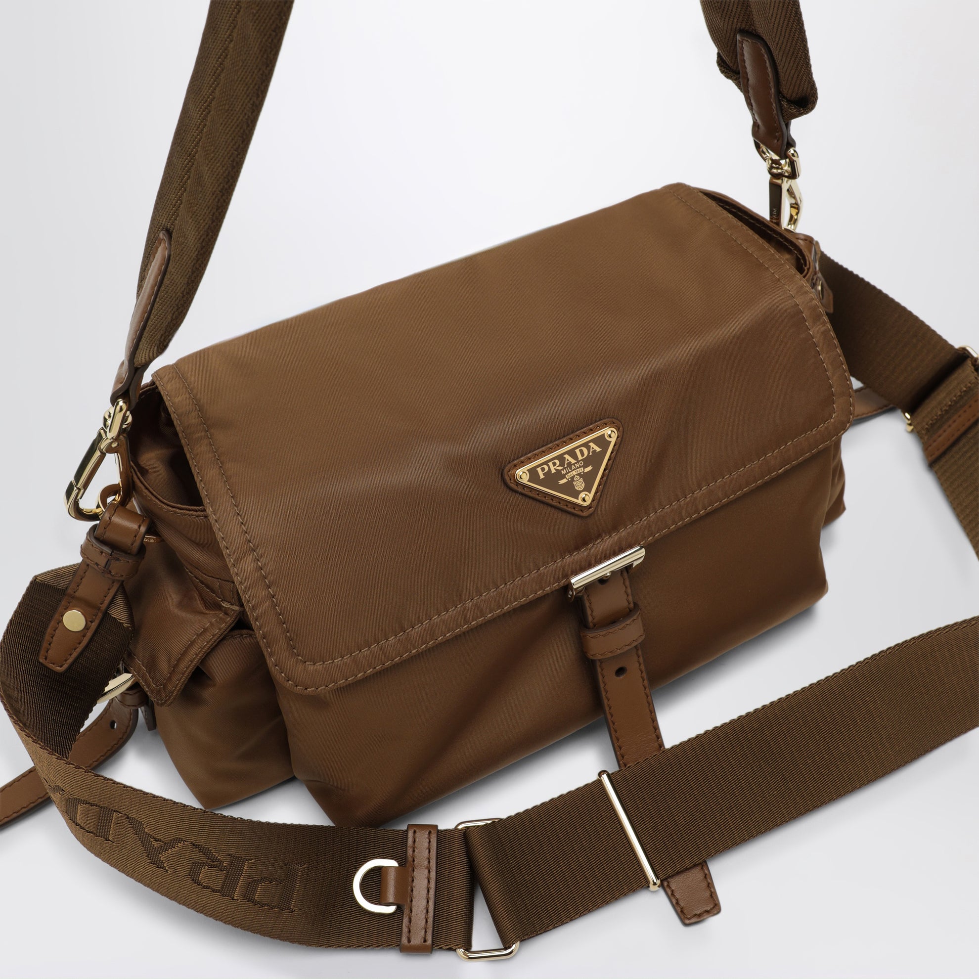 Prada Explore Medium Bag in Brandy Re-Nylon
