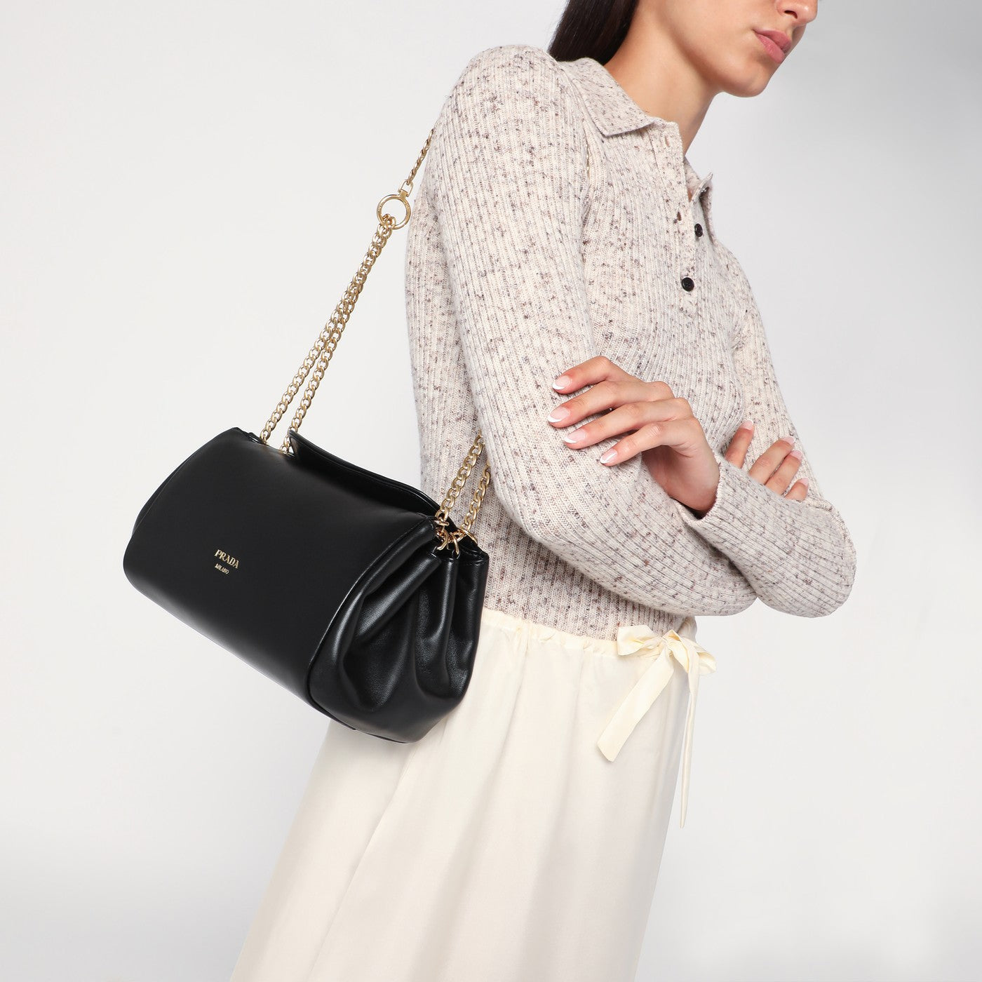 Small black Nappa tumult bag