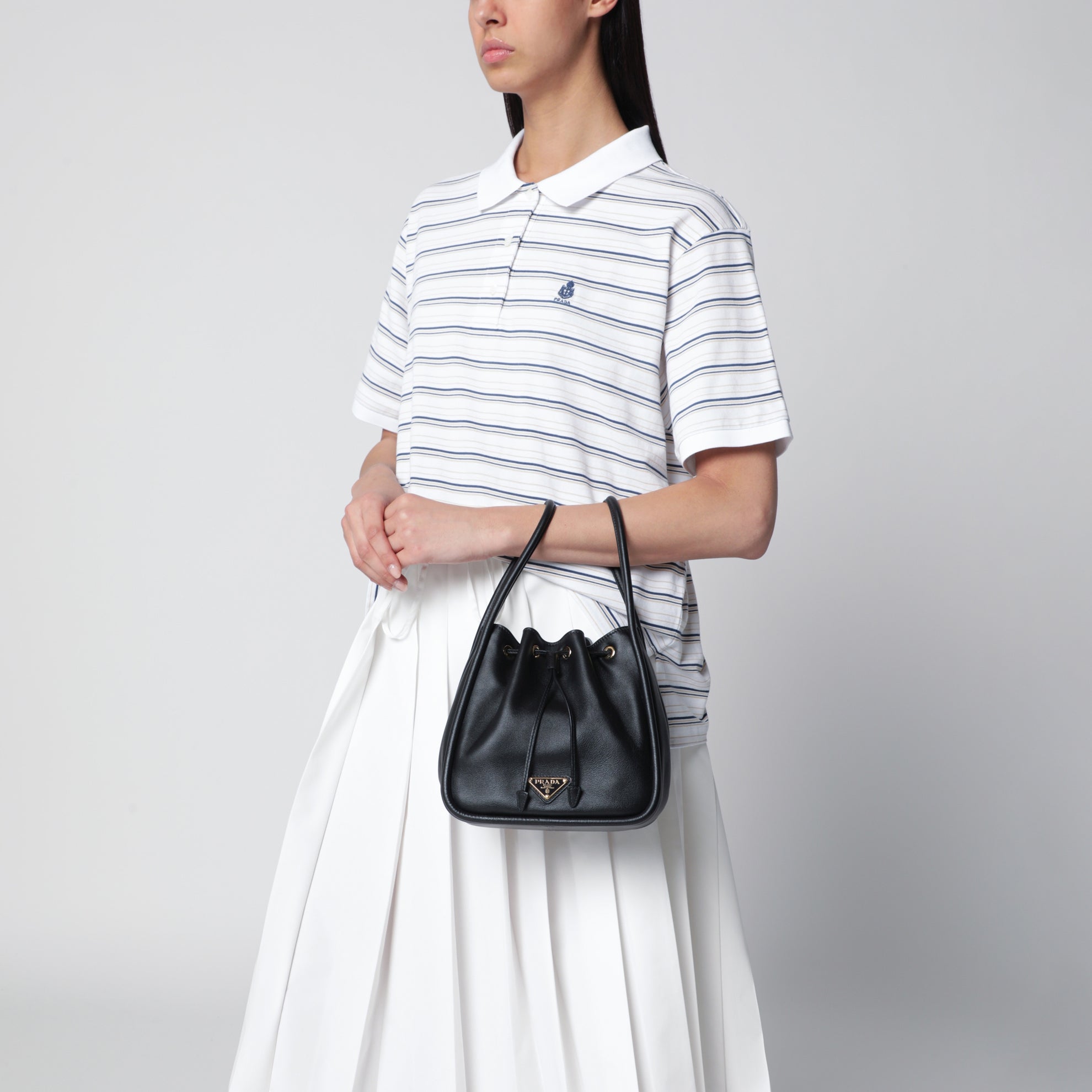 Secchiello Prada Darling mini nero in pelle