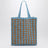 Borsa tote crochet celeste/caramel con logo