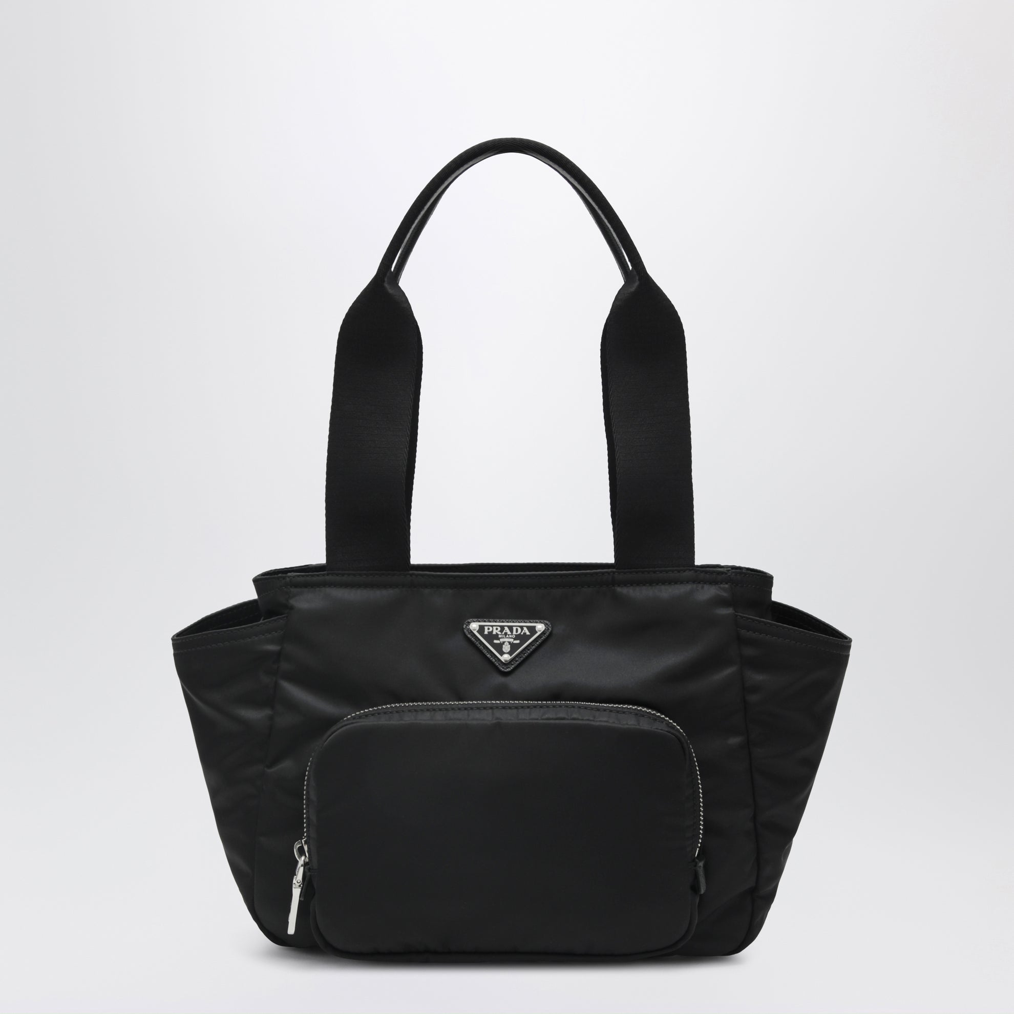 Schwarze Einkaufstasche aus recyceltem Nylon