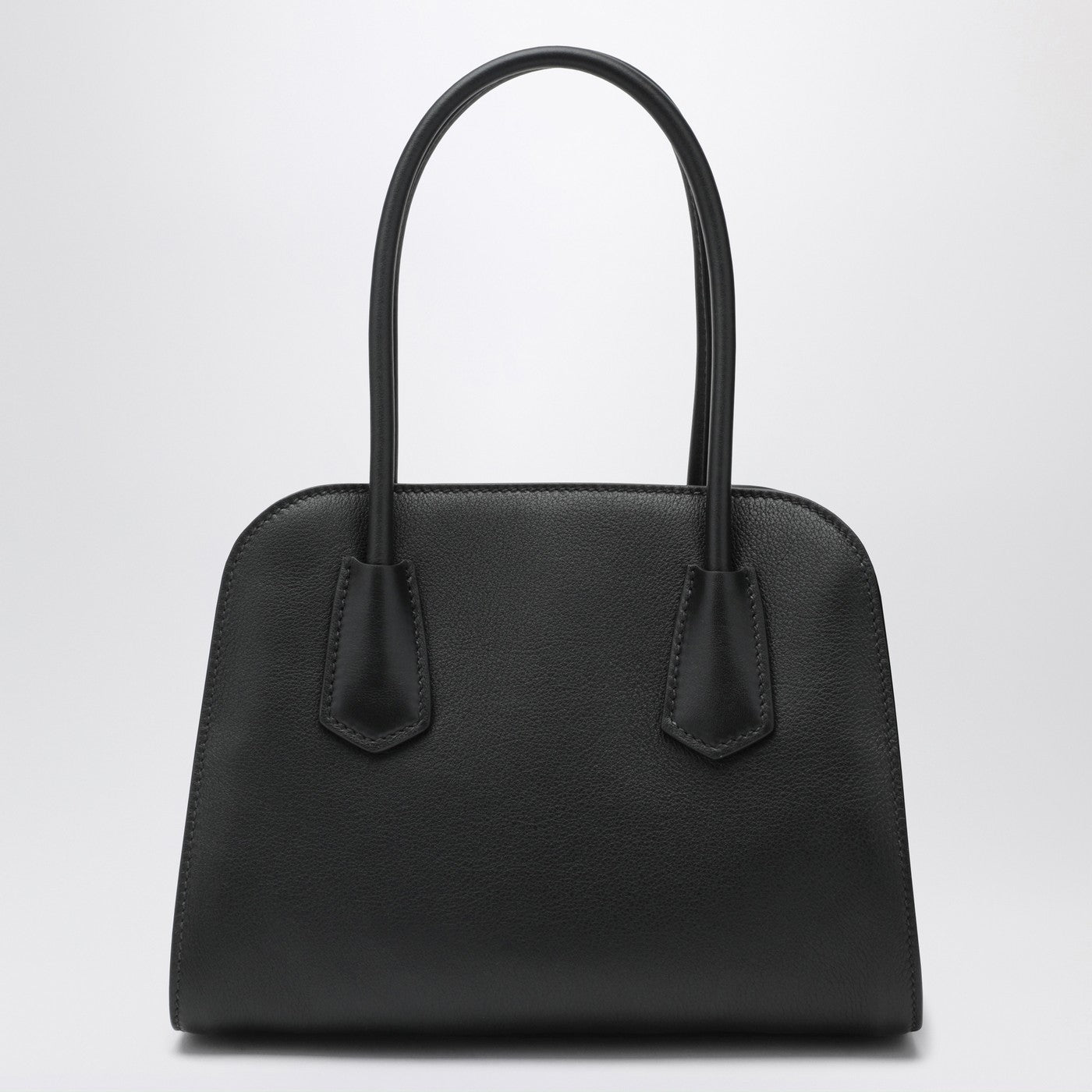 Cabas moyen en cuir noir