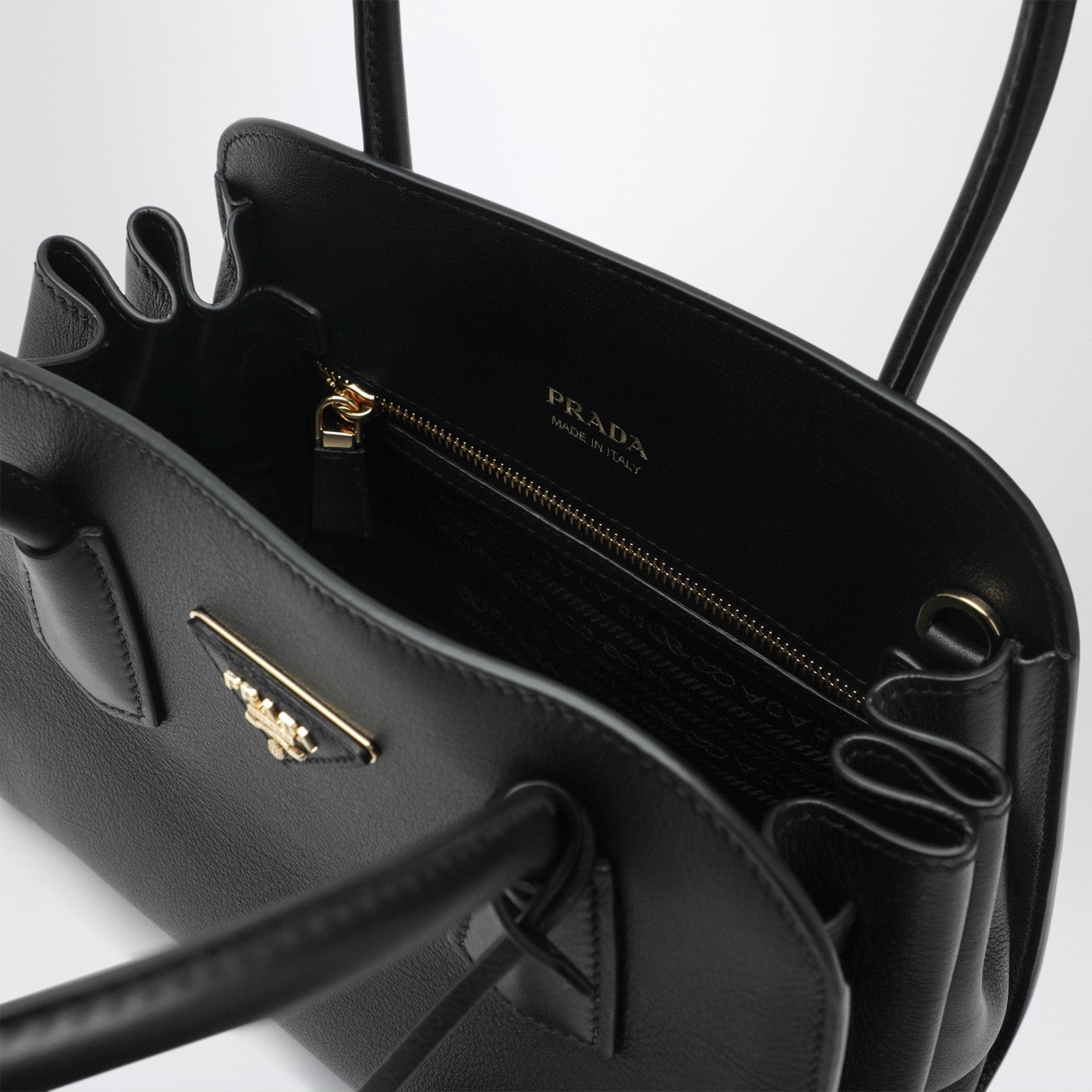 Cabas moyen en cuir noir