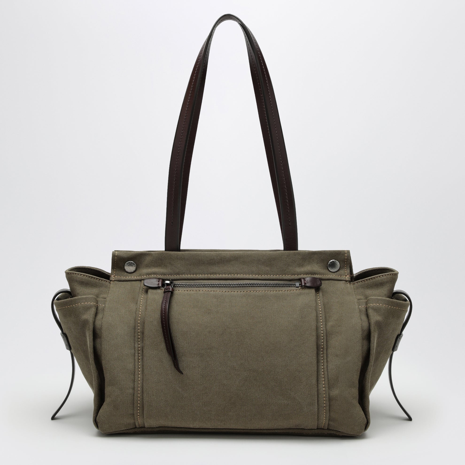 Borsa shopping Prada Route large in canvas e pelle militare