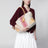 Borsa shopping large in canvas e pelle naturale/rosso