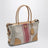 Borsa shopping large in canvas e pelle naturale/rosso