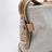 Borsa shopping large in canvas e pelle naturale/rosso