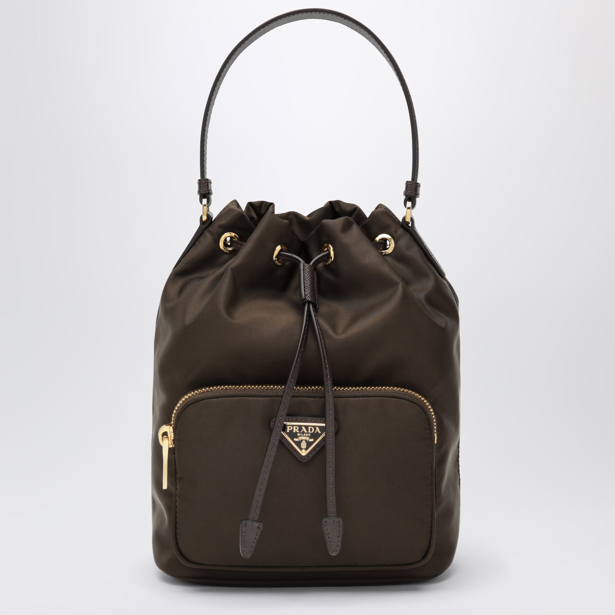 Secchiello Prada Duet marrone bruciato in Re-Nylon