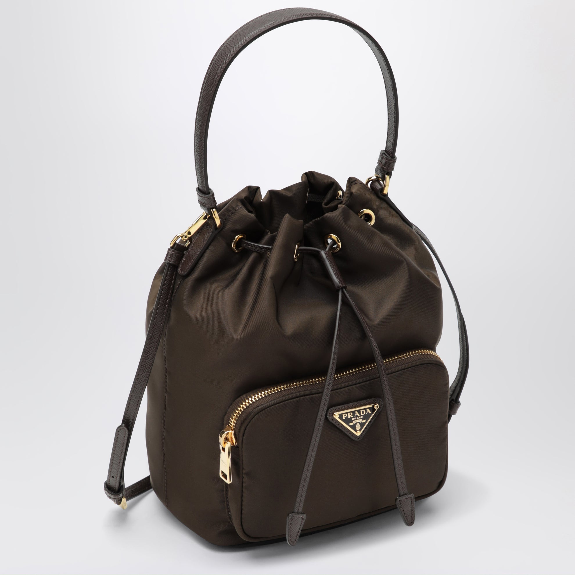 Secchiello Prada Duet marrone bruciato in Re-Nylon