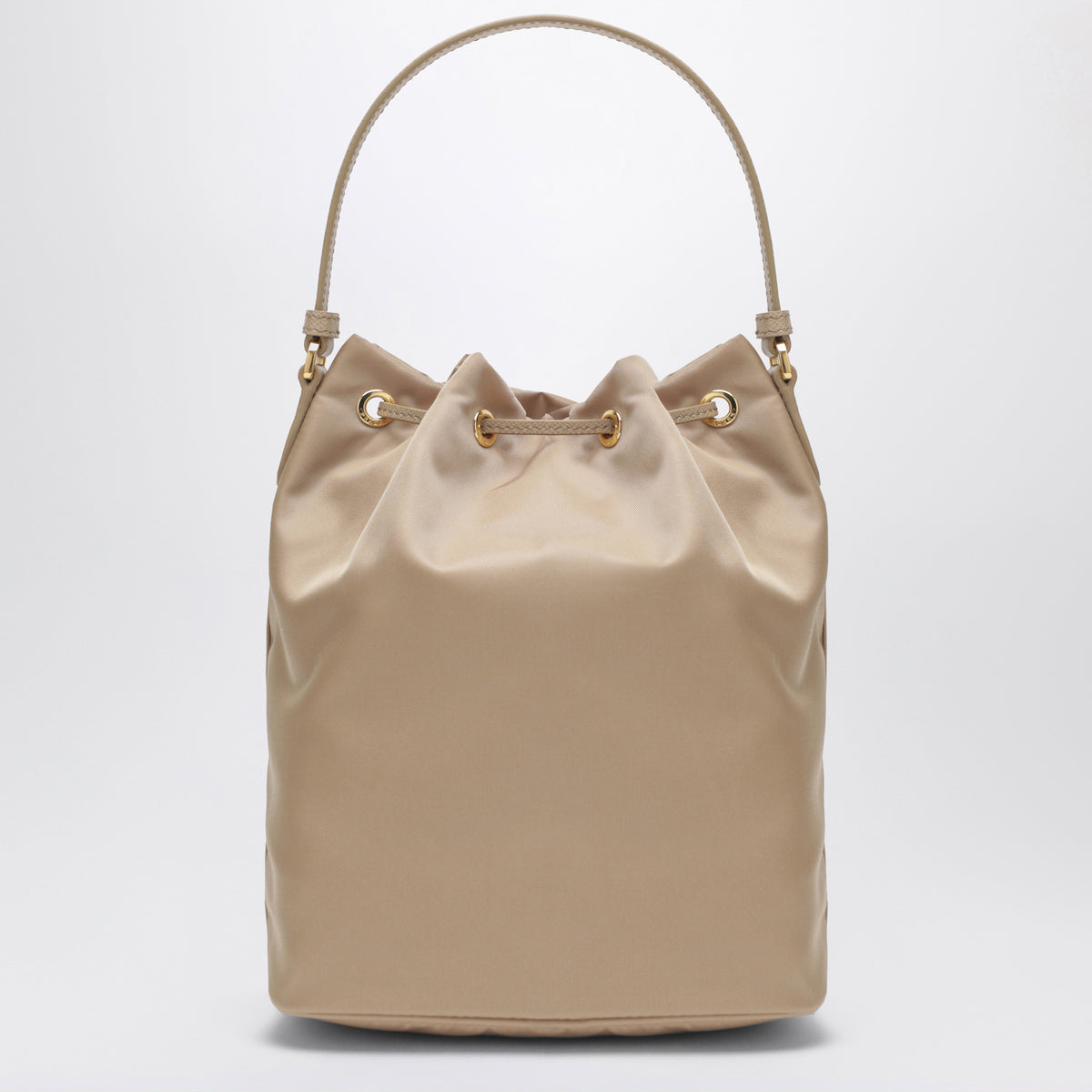 Camel Prada Duet bucket bag in Re-Nylon